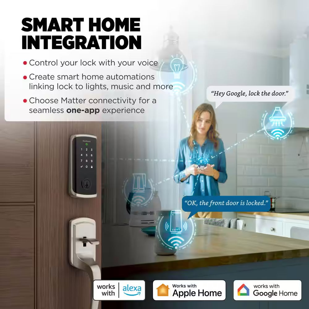 Halo Select plus Touchscreen Deadbolt Wi-Fi + Matter Smart Lock Apple Home Keys Tap-To-Unlock Technology Satin Nickel