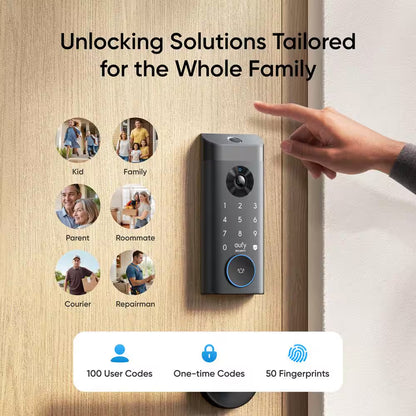 E330 Black Video Smart Lock Wifi 3-In-1 Camera, Doorbell, and Fingerprint Keyless Entry Door Lock with Built-In Chime
