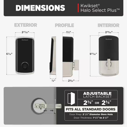 Halo Select plus Touchscreen Deadbolt Wi-Fi + Matter Smart Lock Apple Home Keys Tap-To-Unlock Technology Satin Nickel