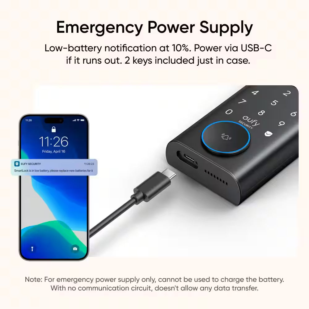 E330 Black Video Smart Lock Wifi 3-In-1 Camera, Doorbell, and Fingerprint Keyless Entry Door Lock with Built-In Chime