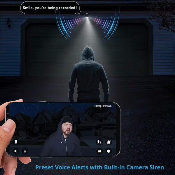 12-Channel 4K 2TB Smart NVR Security Camera System with 4-Wired IP Spotlight Cameras with 2-Way Audio