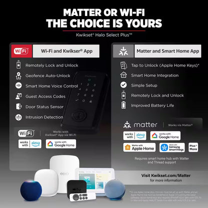 Halo Select plus Touchscreen Deadbolt Wi-Fi + Matter Smart Lock Apple Home Keys Tap-To-Unlock Technology Satin Nickel