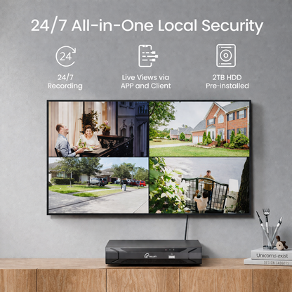 4K Ultra HD 8-Channel 8MP Poe 2TB NVR Security Camera System with 8-Wired Poe IP Cameras, Smart Human Vehicle Detection