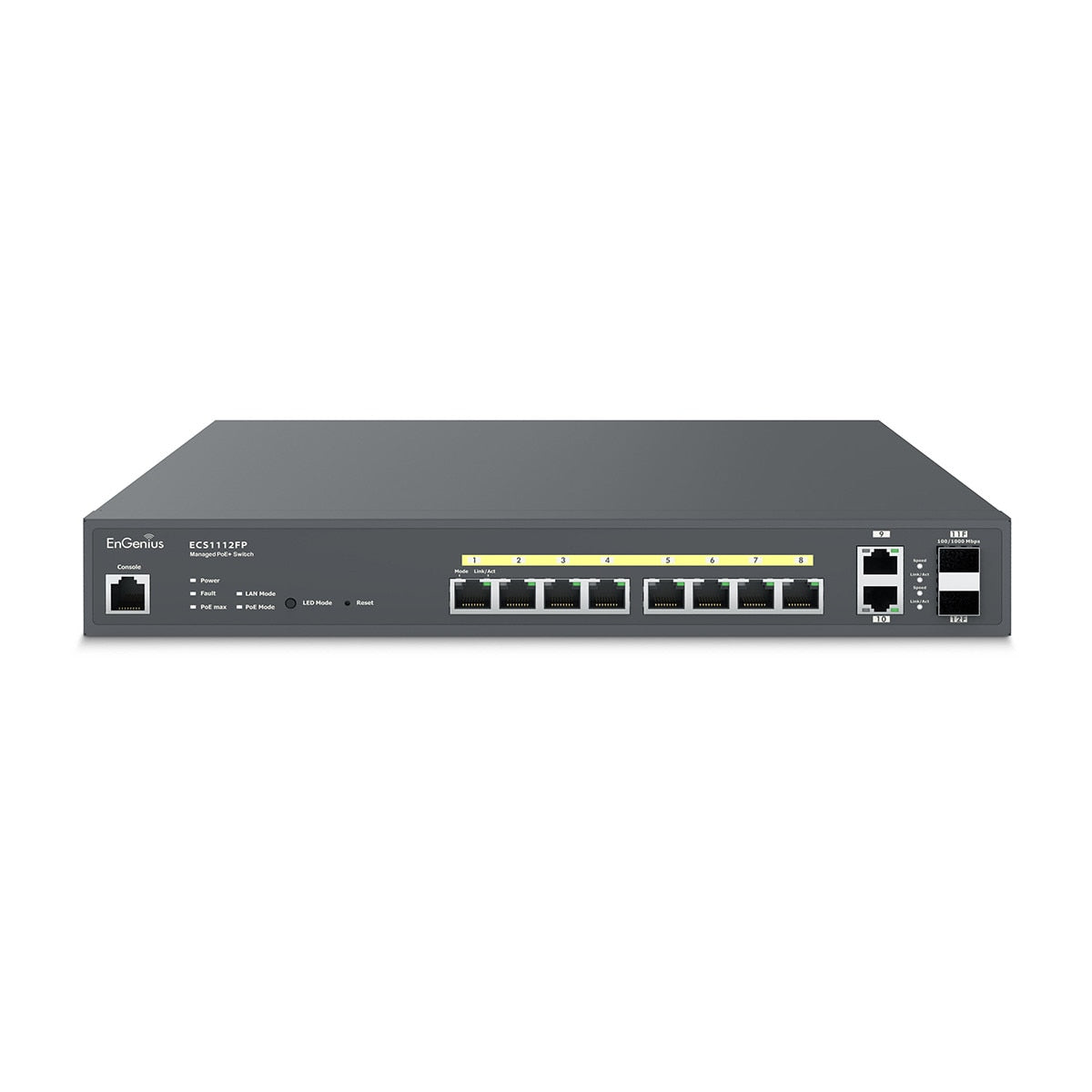 IC Realtime ECS1112FP Engenius Technologies ECS1112FP Cloud 8-Port 2x1Gb 130W POE+ Switch product image 1