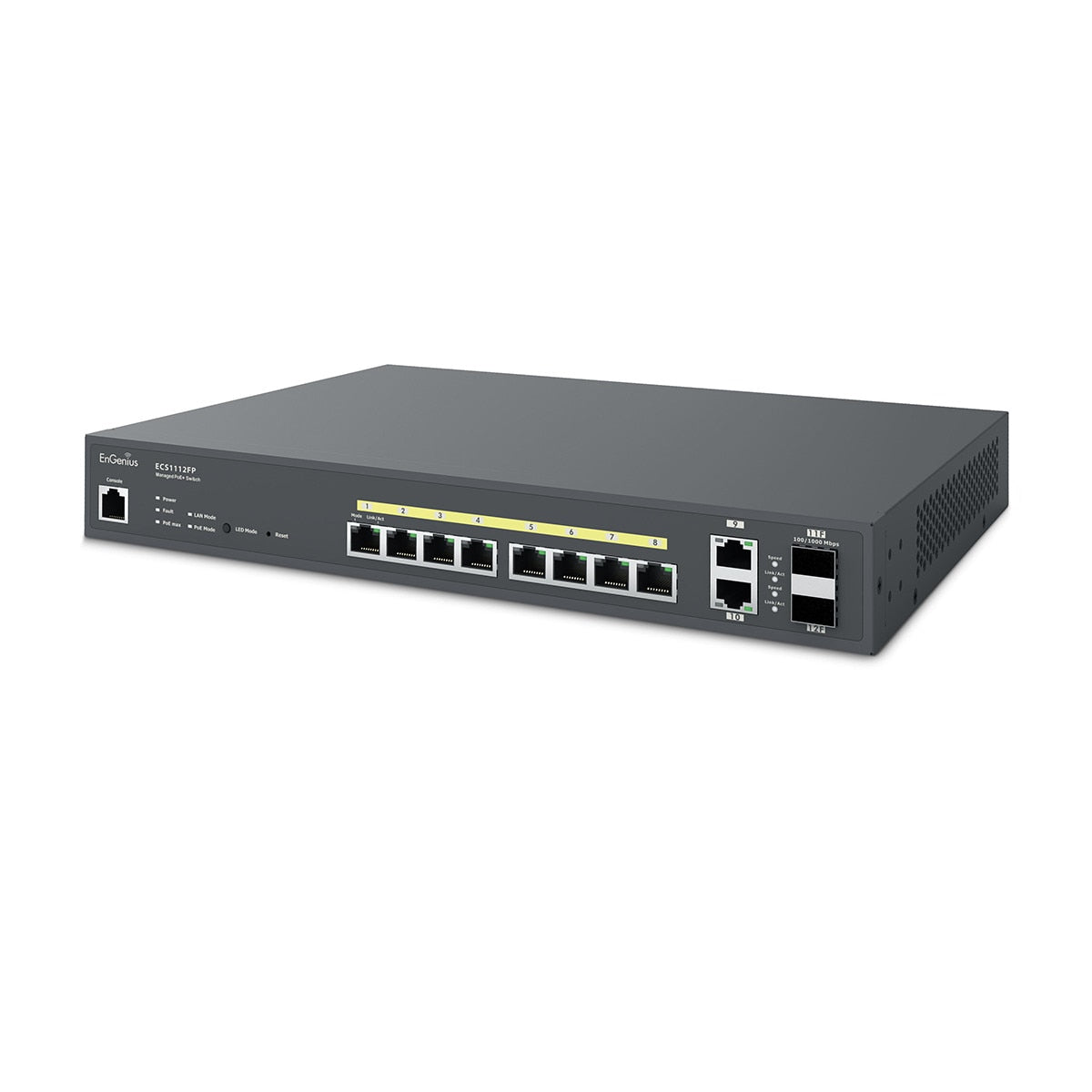 IC Realtime ECS1112FP Engenius Technologies ECS1112FP Cloud 8-Port 2x1Gb 130W POE+ Switch product image 2