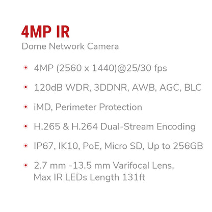 IC Realtime IPEG-D40V-IRW3 4MP Vandal Dome Camera - product image 2