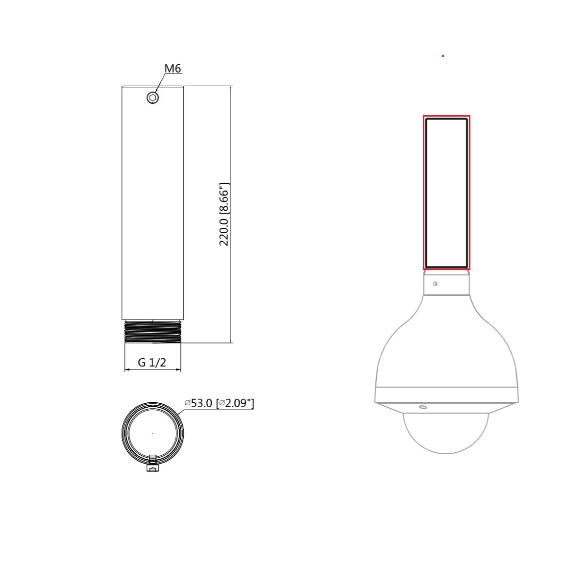 IC Realtime MNT-POLEXT-7.5 (mpa 112) 7.5" Extension Pole For Mnt-ceiling-mpa And Mnt-ceilingbase-mpa image 4