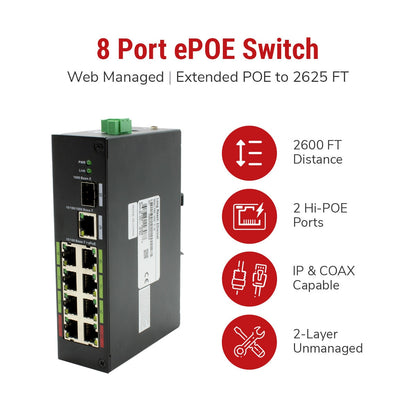 IC Realtime PWR-EPOE-8-V2 8 Port Full Gigabit Epoe Switch 120W Max - image 5