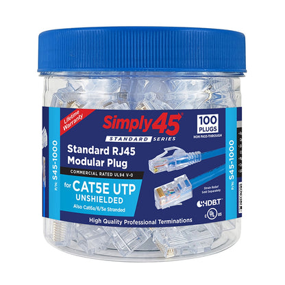 IC Realtime S45-1000 Standard CAT5E UTP RJ45 Modular Plugs, Blue Tint
