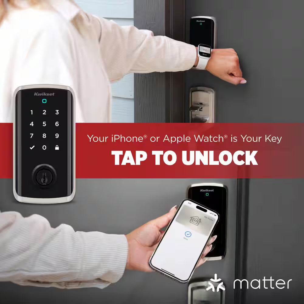 Halo Select plus Touchscreen Deadbolt Wi-Fi + Matter Smart Lock Apple Home Keys Tap-To-Unlock Technology Satin Nickel