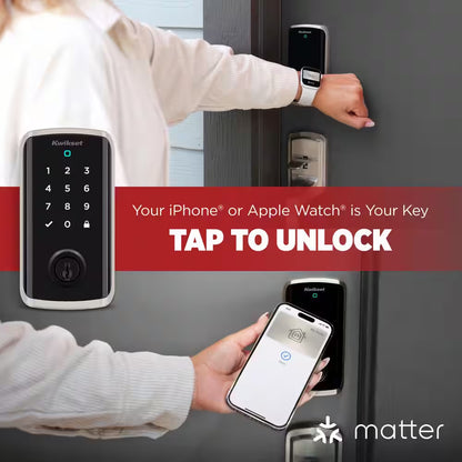 Halo Select plus Touchscreen Deadbolt Wi-Fi + Matter Smart Lock Apple Home Keys Tap-To-Unlock Technology Satin Nickel