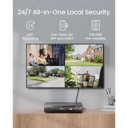 4K Ultra HD 8-Channel 8MP Poe 2TB NVR Security Camera System with 8-Wired Poe IP Cameras, Smart Human Vehicle Detection