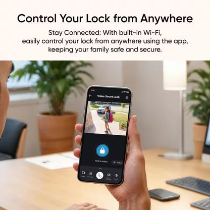 E330 Black Video Smart Lock Wifi 3-In-1 Camera, Doorbell, and Fingerprint Keyless Entry Door Lock with Built-In Chime