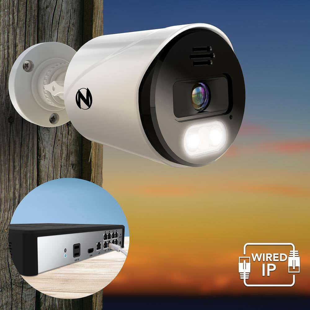 12-Channel 4K 2TB Smart NVR Security Camera System with 4-Wired IP Spotlight Cameras with 2-Way Audio
